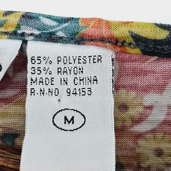 New Direction Y2K Burnout Top Women's Size M 3/4 Sleeve Floral Trendy Casual - Picture 6 of 7